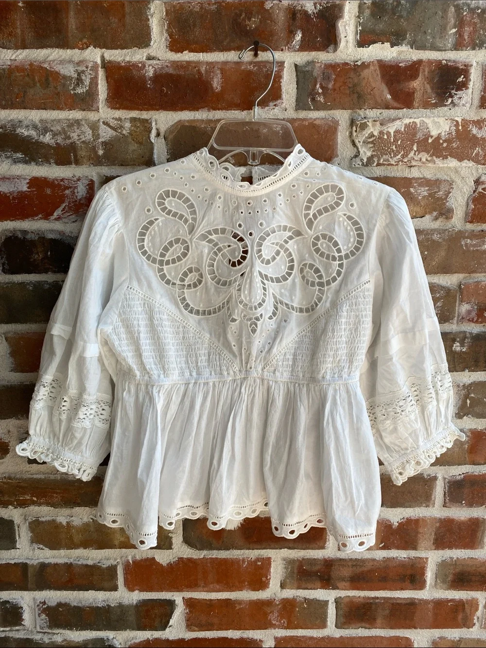 Anthropologie Forever That Girl White Eyelet Babydoll Top Let Me Be Size XS